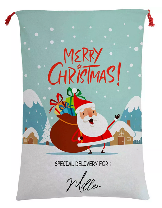 Personalised Santa Sack - Merry Christmas - Happy Santa