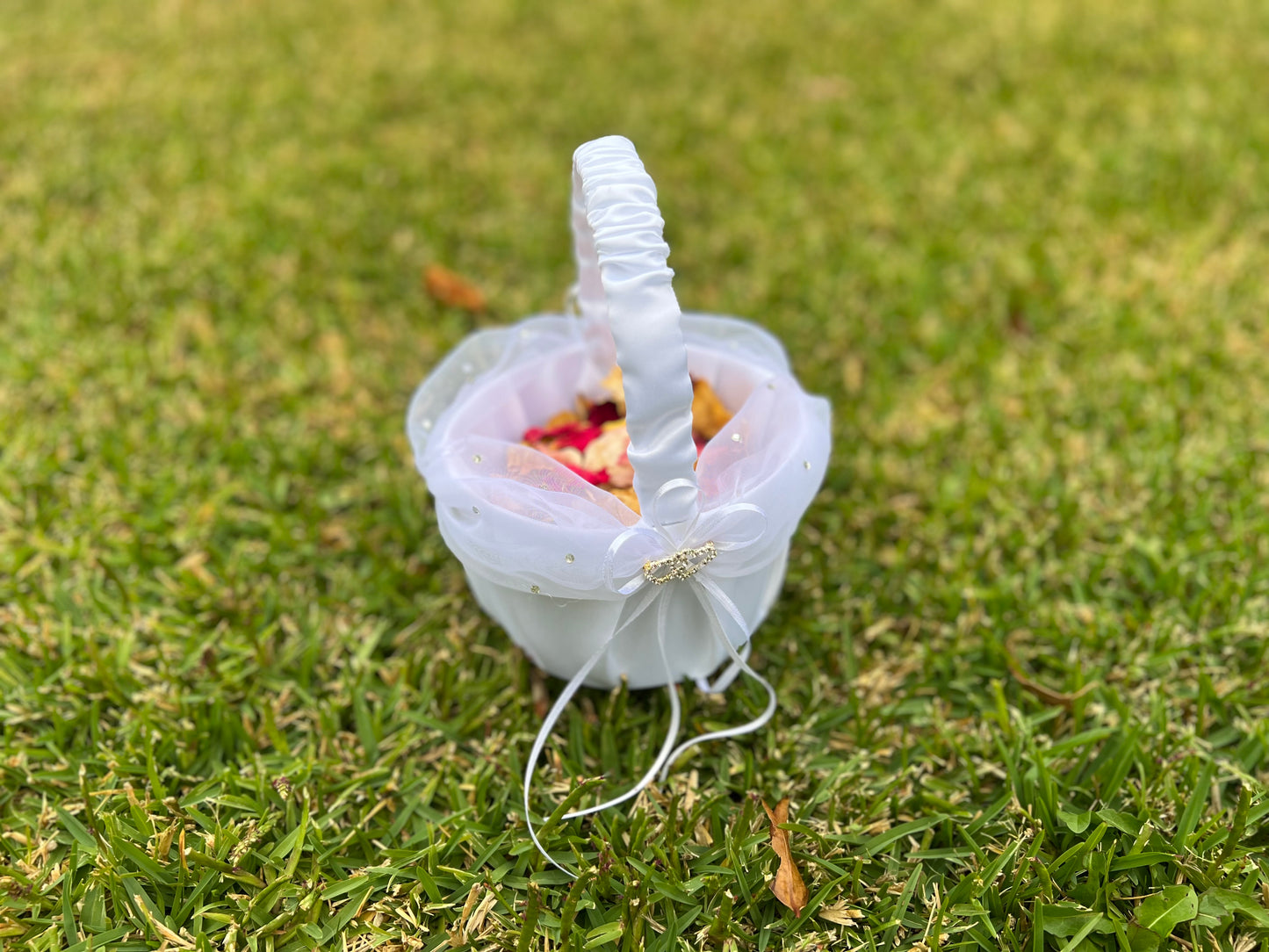Flower Girl Basket Filled with Freshly Dried Rose Petals