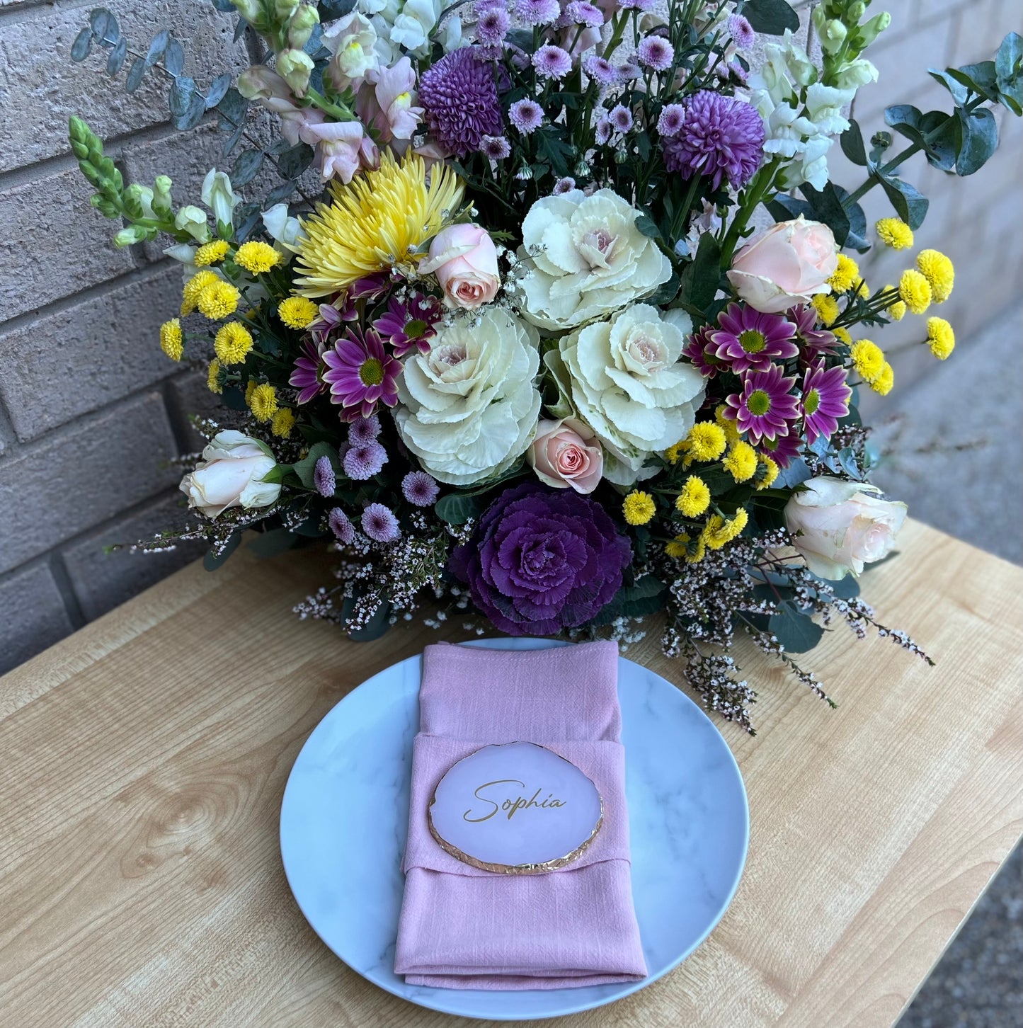 Personalised Resin Coaster with Gold Agate