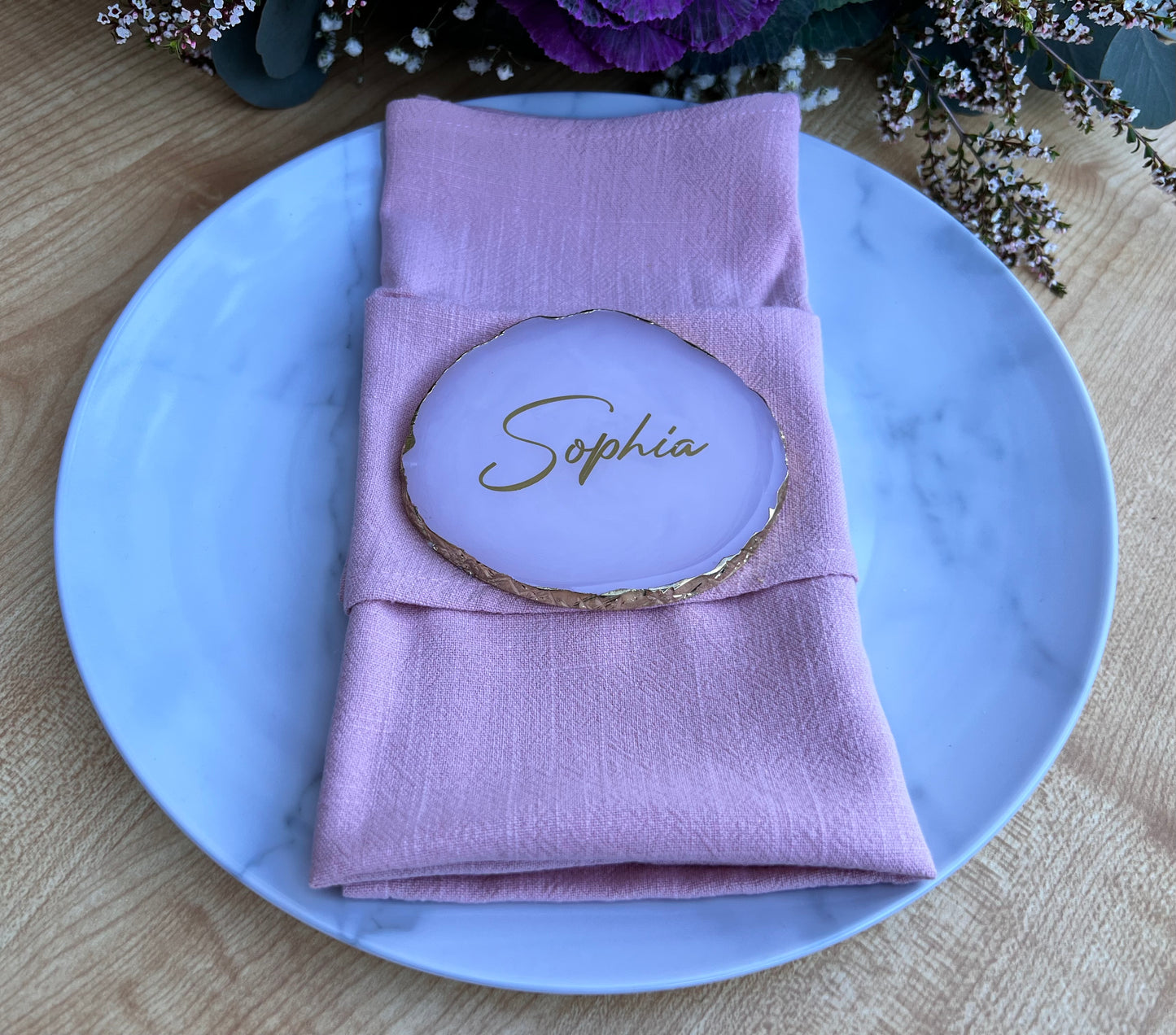 Personalised Resin Coaster with Gold Agate
