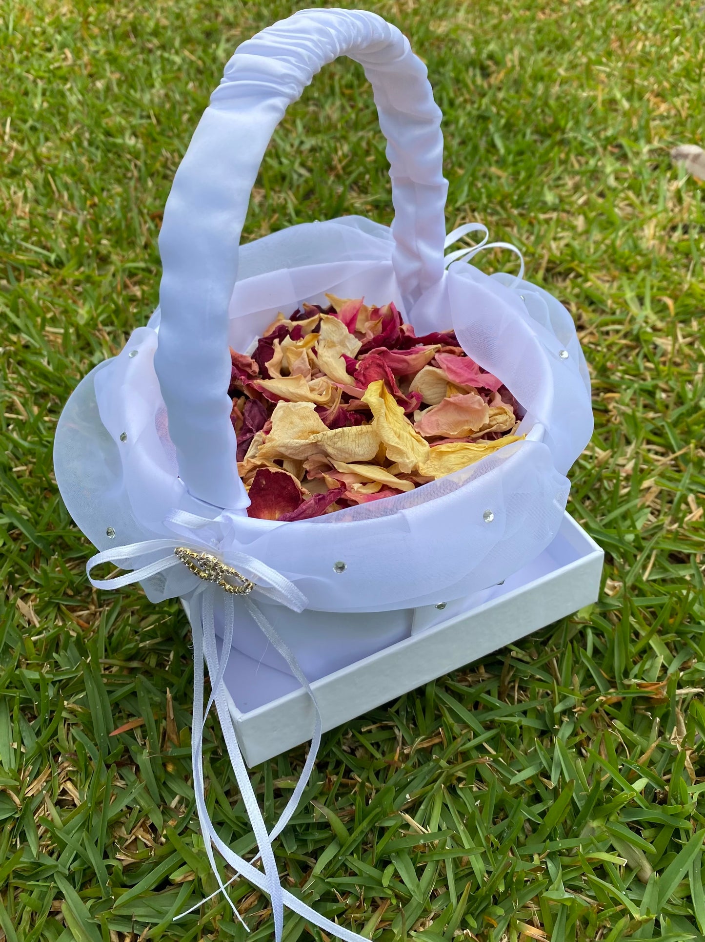Flower Girl Basket Filled with Freshly Dried Rose Petals