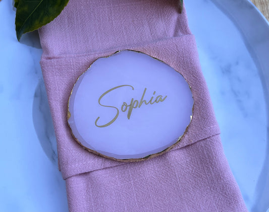 Personalised Resin Coaster with Gold Agate